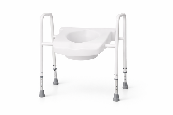 Raised Toilet Seat Aid Frame with Armrests and Clip on Seat up to 30st