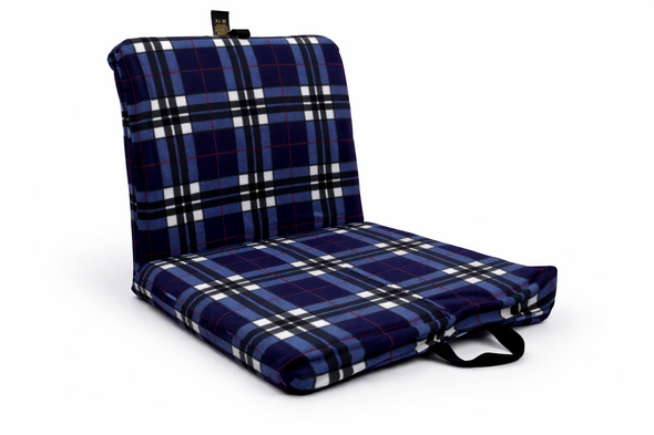 2 way Sculptured Scooter Support Cushion for Seat and Back Comfort Aid Blue Check Tartan
