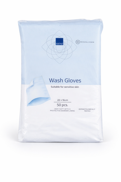 Disposable Wash Mitts Gloves per 50 Cloths for Bed Baths and Incontinence Use