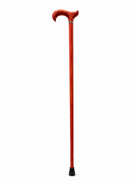 Ash Wood Walking Stick Rose Red with a Derby Handle and Collar