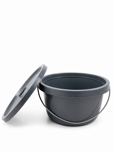 Commode Bucket Pan Grey 7.5ltr with Lid Handle Compatible with Linton and Lenham Commodes