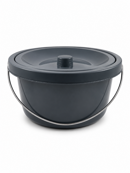 Commode Bucket Pan Grey 7.5ltr with Lid Handle Compatible with Linton and Lenham Commodes