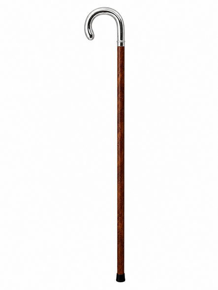 Brown Beech Shaft with a Nickel Crook Wooden Walking Stick 38" (96.5cm)
