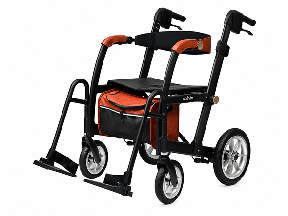 Uplivin Glide 2 in 1 Lightweight Folding Rollator & Wheelchair Moon Black