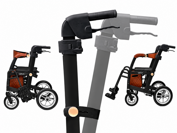 Uplivin Glide 2 in 1 Lightweight Folding Rollator & Wheelchair Moon Black