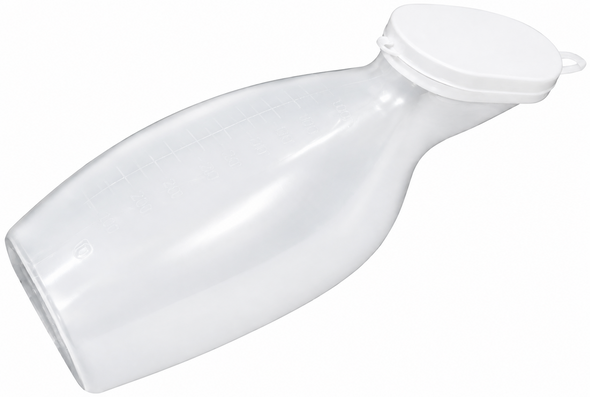 Female Portable Urinal Bottle 1000ml Capacity with Lid and Measurements