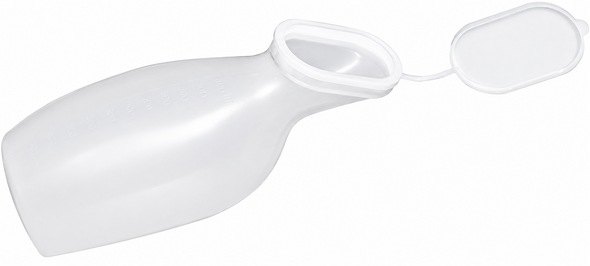 Female Portable Urinal Bottle 1000ml Capacity with Lid and Measurements