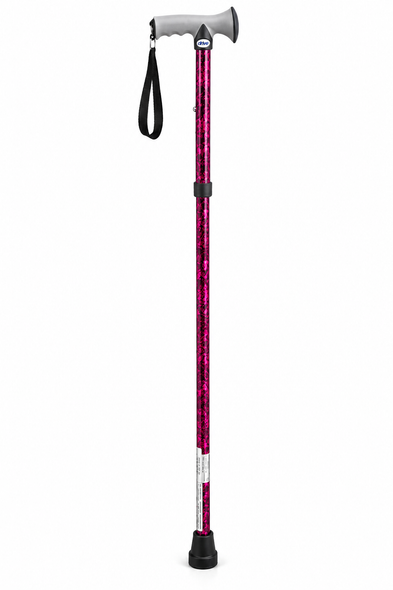 Red Gel Handled Comfort Grip Walking Stick and Strap Comfy Soft Handle