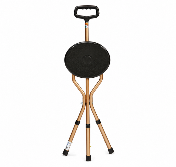 Adjustable Height Folding Walking Stick Cane Seat for resting when out