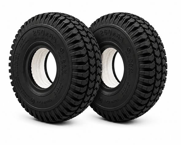Pair of 3.00-4 (260x85) (300x4) Black Solid Block Innova Mobility Scooter Tyres