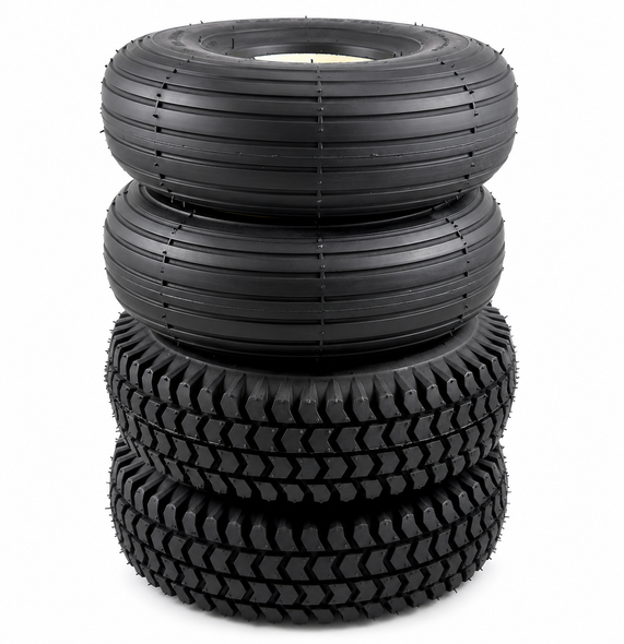 Set of Four Black Solid Innova 3.00-4 Mobility Scooter Tyres (2 Block 2 Rib Tread) (300x4) (260x85)