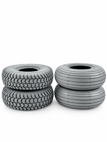 Set of 4 Tyres 260x85 3.00-4 Grey Mobility Scooter Tyre 300x4 (2 Block 2 Rib)