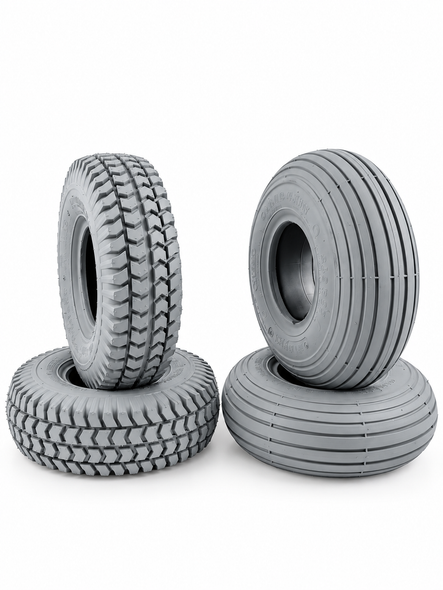 Set of 4 Tyres 260x85 3.00-4 Grey Mobility Scooter Tyre 300x4 (2 Block 2 Rib)