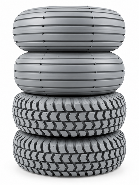 Set of 4 Solid Tyres (2 Rib 2 Block) 260x85 3.00-4 Grey Mobility Scooter 300x4