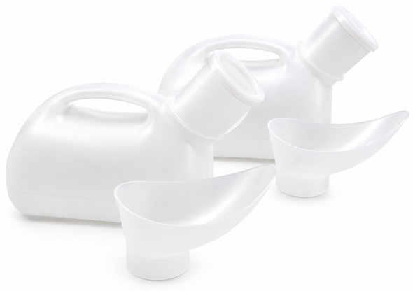 2 x Unisex Urinal 1000ml Urine Bottle With Detachable Spout for Male and Female Use