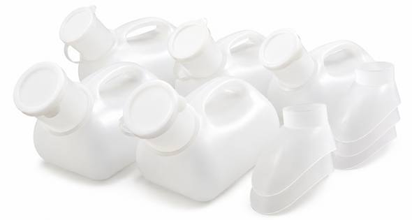 5 x Unisex Urinal 1000ml Urine Bottle With Detachable Spout for Male and Female Use