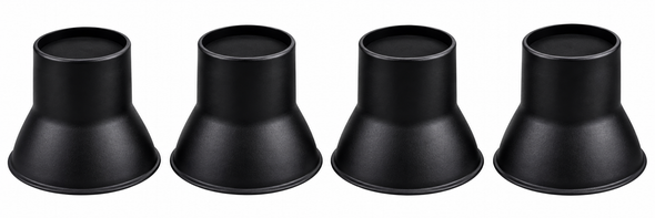 Set of 4 Black 14cm Elephant Feet Cone Raisers for Chairs and Beds