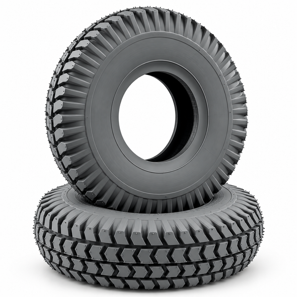 Pair of 3.00-4 260x85 Grey Block Tread Pneumatic Mobility Scooter Tyres