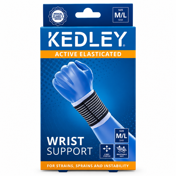 Kedley Active Elasticated Wrist Support for Strains Sprains and Instability - M/L (Adult)