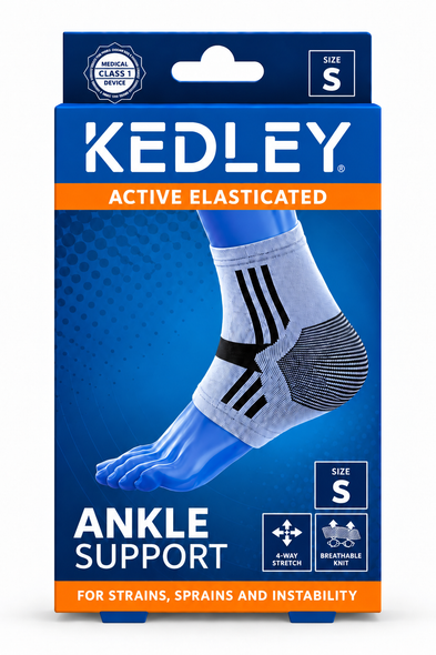 Kedley Active Elasticated Ankle Support for Sprains Strains and Sport Injury - Small