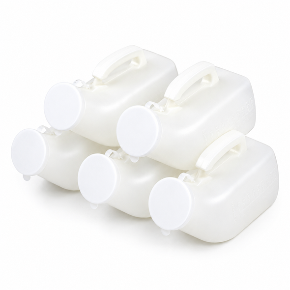 5 x Medisure Male Urine Bottle with White Lid and Measurements 1000ml Capacity