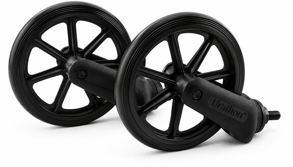 1 Pair of 190x27mm Black Castor Wheels with Fork for standard NHS Style Wheelchairs