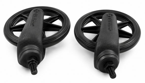 1 Pair of 190x27mm Black Castor Wheels with Fork for standard NHS Style Wheelchairs