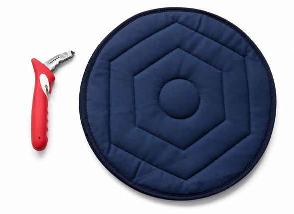 Large Soft Blue Swivel Cushion With Red Handybar Mobility Disability Turning Aid