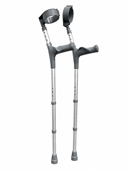 Pair of Adult Elbow Double Adjustment Crutches with Comfy Ergo Grip Handles