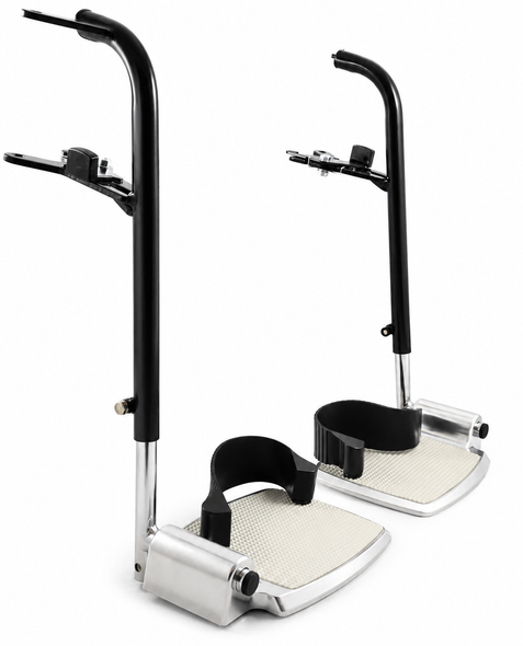 Pair of Black Durable NHS Wheelchair Footrests Leg Rests Hangers Complete