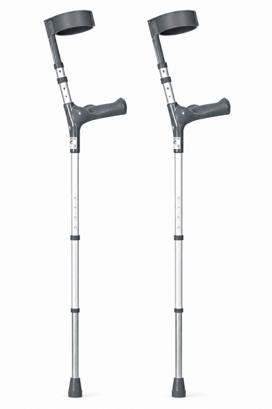 Coopers Pair of Medium Elbow Double Adjustment Crutches with Comfy Ergo Grip Handles