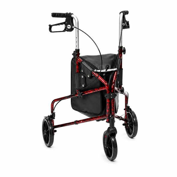 Lightweight Folding Aluminium Tri-Walker Red Flame Effect with Vinyl Bag