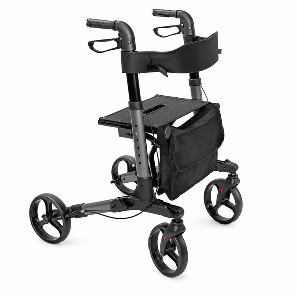 Folding 4 Wheeled Triple Fold Height Adjustable Aluminium Rollator