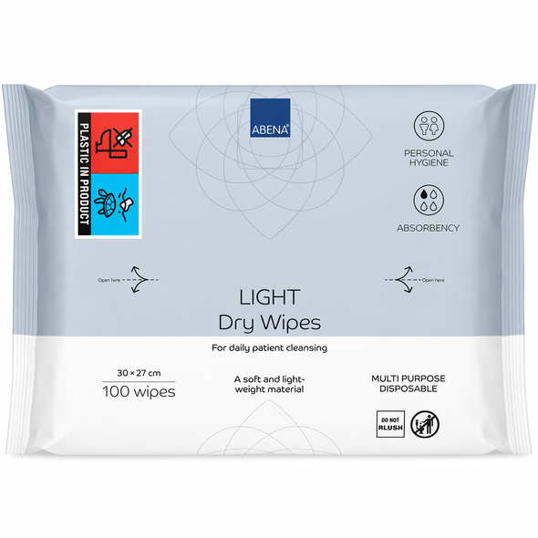 Abena Light Dry Wipes for Daily Patient Cleansing 30x27cm per 1200 (12x100) 