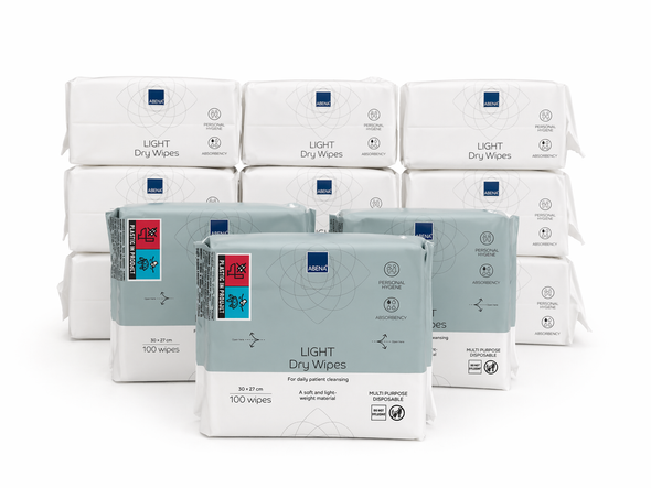 Abena Light Dry Wipes for Daily Patient Cleansing 30x27cm per 1200 (12x100) 