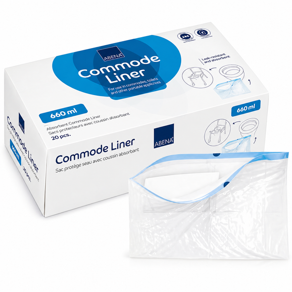Abena Hygienic Disposable Bed Pan/Commode Liners with Absorbent Pad per 20