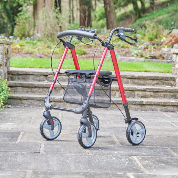 NRS Healthcare 4 Wheel Lightweight Dark Red Rollator 6kg (13 lbs). NRS Healthcare 4 Wheel Lightweight Dark Red Rollator 6kg (13 lbs).