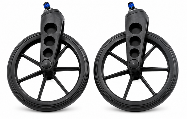 Colson Pair of 190x29mm Black Castor Wheels with Fork Standard NHS Style Wheelchairs