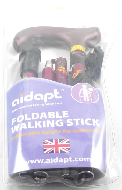 Deluxe Premium Folding Walking Cane – Adjustable, Lightweight, Floral Design