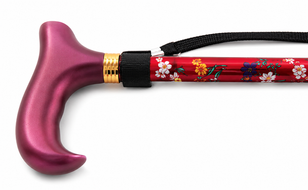 Deluxe Premium Folding Walking Cane – Adjustable, Lightweight, Floral Design
