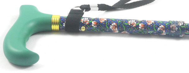 Deluxe Premium Folding Walking Cane – Adjustable, Lightweight, Blue Floral