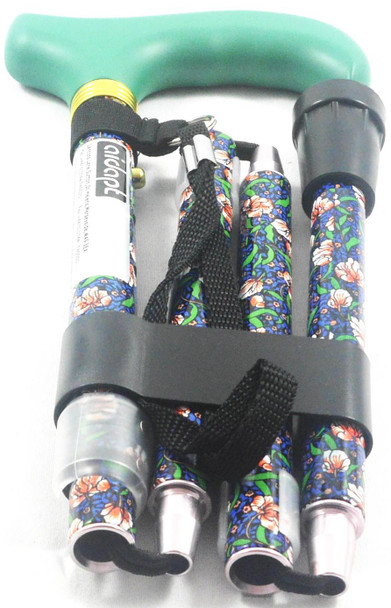 Deluxe Premium Folding Walking Cane – Adjustable, Lightweight, Blue Floral