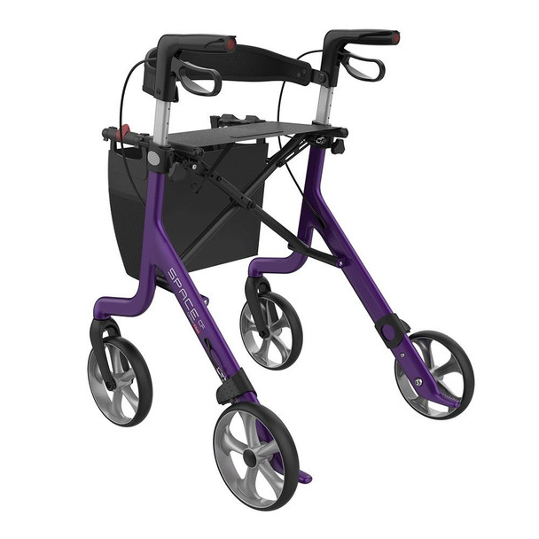 Carbon Fibre Rollator Space CF Purple Walker Backrest & Seat Large 62cm 5.2kg
