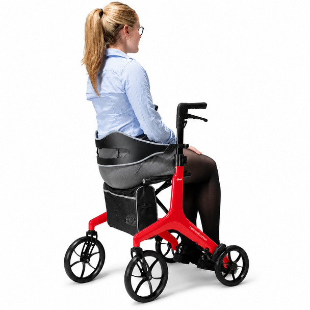 Aerowalk Rollator Ultra Lightweight 4.6kg Folding Carbon Fibre Walker Red