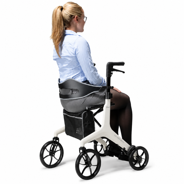 Aerowalk Rollator Ultra Lightweight 4.6kg Folding Carbon Fibre Walker White