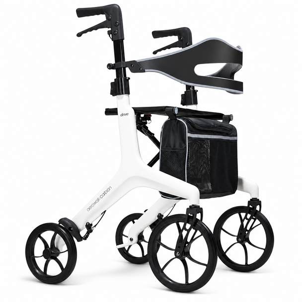 Aerowalk Rollator Ultra Lightweight 4.6kg Folding Carbon Fibre Walker White
