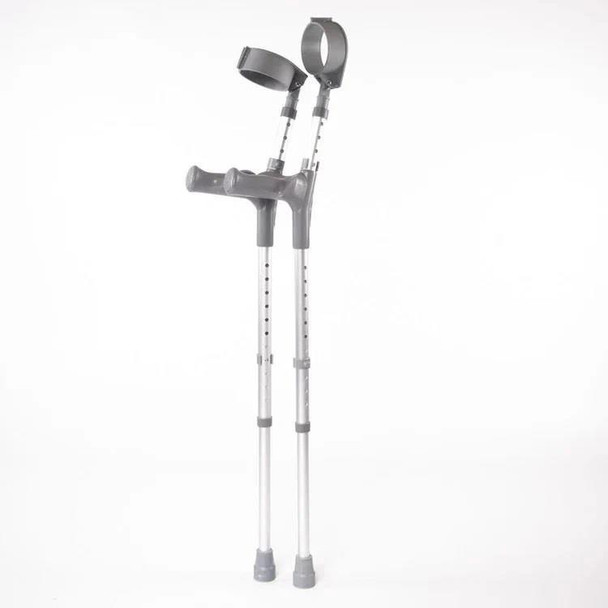 Pair of Large Elbow Double Adjustment Crutches with Comfy Ergo Grip Handles
