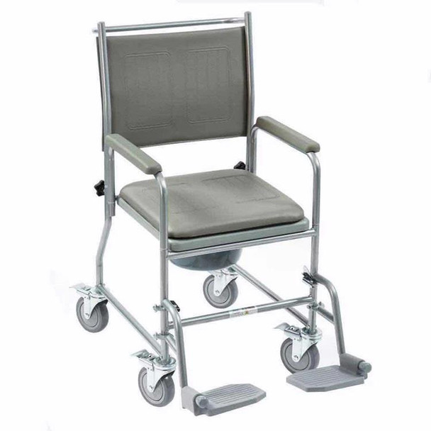 Wheeled Commode Fixed Height Removeable Leg Rests & Arm Rests
