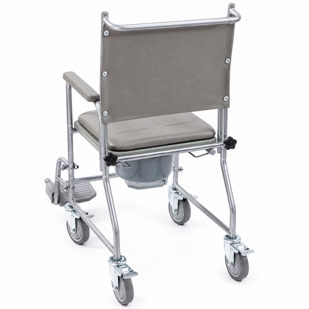 Wheeled Commode Fixed Height Removeable Leg Rests & Arm Rests