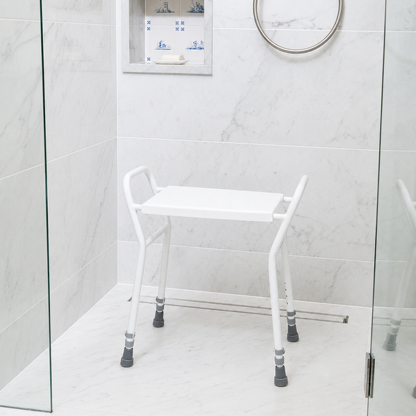 NRS Height Adjustable Shower Stool With Handles SWL 160kg 